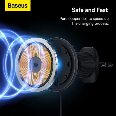 Baseus CW01 Magnetic Wireless Charging Car Mount Air Vent Version 15W-Cluster Black