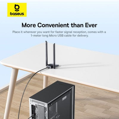 Baseus FastJoy Series WiFi Adapter 1300Mbps-Cluster Black Transmission rate 2.4GHz: 400Mbps, 5.8GHz: 867Mbps