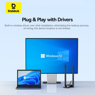 Baseus FastJoy Series WiFi Adapter 1300Mbps-Cluster Black Transmission rate 2.4GHz: 400Mbps, 5.8GHz: 867Mbps
