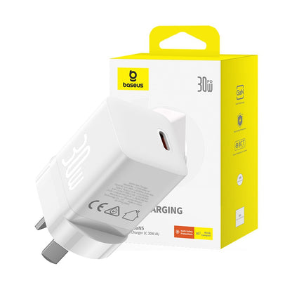 Baseus GaN5 Mini Fast Charger 1C 30W-Moon White, Small size, Compatible with multiple fast charging protocols