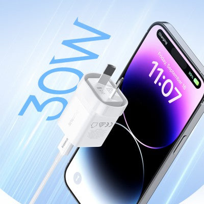 Baseus GaN5 Mini Fast Charger 1C 30W-Moon White, Small size, Compatible with multiple fast charging protocols