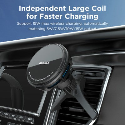 iQuick Magnetic Car Mount Charger with Cooling Semiconductor Radiator IC9 COOLGEAR 15W (IQUICK-C9)-Black