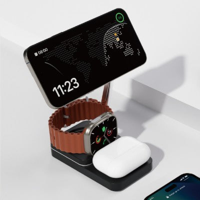 iQuick Twig T6 3 in 1 Foldable Wireless Charger Stand, 3 IN 1 WIRELESS CHARGER Support for Series iPhone/ Android/ Airpods/ pro/ iWatch.